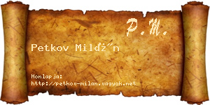 Petkov Milán névjegykártya
